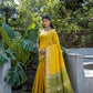 Jyoti Fashion Women's Yellow Tussar Silk Temple Border with Zari Lining Traditional Saree with Blouse | Swadesiicart