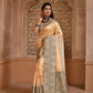 Jyoti Fashion Women's Cream Handloom Raw Silk Weaving Pallu Traditional Saree with Blouse | Swadesiicart