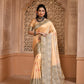 Jyoti Fashion Women's Cream Handloom Raw Silk Weaving Pallu Traditional Saree with Blouse | Swadesiicart