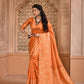 Jyoti Fashion Women's Orange Handloom Raw Silk Weaving Pallu Traditional Saree with Blouse | Swadesiicart