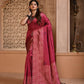 Jyoti Fashion Women's Rani Pink Handloom Raw Silk Weaving Pallu Traditional Saree with Blouse | Swadesiicart