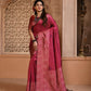 Jyoti Fashion Women's Rani Pink Handloom Raw Silk Weaving Pallu Traditional Saree with Blouse | Swadesiicart