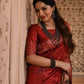 Jyoti Fashion Women's Red Handloom Raw Silk Weaving Pallu Traditional Saree with Blouse | Swadesiicart