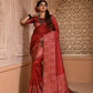 Jyoti Fashion Women's Red Handloom Raw Silk Weaving Pallu Traditional Saree with Blouse | Swadesiicart