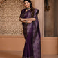 Jyoti Fashion Women's Purple Handloom Raw Silk Weaving Pallu Traditional Saree with Blouse | Swadesiicart