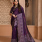 Jyoti Fashion Women's Purple Handloom Raw Silk Weaving Pallu Traditional Saree with Blouse | Swadesiicart