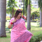 Jyoti Fashion Women's Baby Pink Handloom Raw Silk Weaving Pallu Traditional Saree with Blouse | Swadesiicart