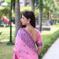 Jyoti Fashion Women's Baby Pink Handloom Raw Silk Weaving Pallu Traditional Saree with Blouse | Swadesiicart