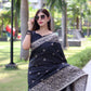 Jyoti Fashion Women's Black Handloom Raw Silk Weaving Pallu Traditional Saree with Blouse | Swadesiicart