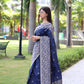 Jyoti Fashion Women's Navy Blue Handloom Raw Silk Weaving Pallu Traditional Saree with Blouse | Swadesiicart