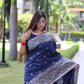 Jyoti Fashion Women's Navy Blue Handloom Raw Silk Weaving Pallu Traditional Saree with Blouse | Swadesiicart