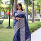 Jyoti Fashion Women's Navy Blue Handloom Raw Silk Weaving Pallu Traditional Saree with Blouse | Swadesiicart
