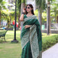 Jyoti Fashion Women's Green Handloom Raw Silk Weaving Pallu Traditional Saree with Blouse | Swadesiicart
