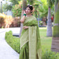 Jyoti Fashion Women's Mehendi Handloom Raw Silk Weaving Pallu Traditional Saree with Blouse | Swadesiicart