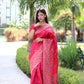 Jyoti Fashion Women's Rani Pink Handloom Raw Silk Weaving Pallu Traditional Saree with Blouse | Swadesiicart