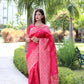 Jyoti Fashion Women's Rani Pink Handloom Raw Silk Weaving Pallu Traditional Saree with Blouse | Swadesiicart