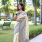 Jyoti Fashion Women's Cream Handloom Raw Silk Weaving Pallu Traditional Saree with Blouse | Swadesiicart