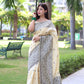 Jyoti Fashion Women's Cream Handloom Raw Silk Weaving Pallu Traditional Saree with Blouse | Swadesiicart