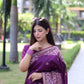 Jyoti Fashion Women's Purple Handloom Raw Silk Weaving Pallu Traditional Saree with Blouse | Swadesiicart