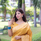 Jyoti Fashion Women's Yellow Handloom Raw Silk Weaving Pallu Traditional Saree with Blouse | Swadesiicart