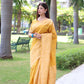 Jyoti Fashion Women's Yellow Handloom Raw Silk Weaving Pallu Traditional Saree with Blouse | Swadesiicart