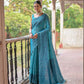 Jyoti Fashion Women's Sky Blue Handloom Raw Silk Weaving Pallu Traditional Saree with Blouse | Swadesiicart