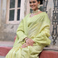 Jyoti Fashion Women's Light Green Handloom Raw Silk Weaving Pallu Traditional Saree with Blouse | Swadesiicart