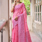 Jyoti Fashion Women's Pink Handloom Raw Silk Weaving Pallu Traditional Saree with Blouse | Swadesiicart