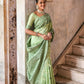 Jyoti Fashion Women's Pista Green Handloom Raw Silk Weaving Pallu Traditional Saree with Blouse | Swadesiicart