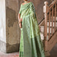 Jyoti Fashion Women's Pista Green Handloom Raw Silk Weaving Pallu Traditional Saree with Blouse | Swadesiicart