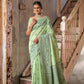 Jyoti Fashion Women's Pista Green Handloom Raw Silk Weaving Pallu Traditional Saree with Blouse | Swadesiicart