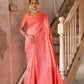 Jyoti Fashion Women's Coral Handloom Raw Silk Weaving Pallu Traditional Saree with Blouse | Swadesiicart