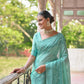 Jyoti Fashion Women's Sea Green Handloom Raw Silk Weaving Pallu Traditional Saree with Blouse | Swadesiicart