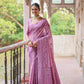 Jyoti Fashion Women's Purple Handloom Raw Silk Weaving Pallu Traditional Saree with Blouse | Swadesiicart