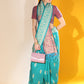 Jyoti Fashion Women's Firozi Soft Raw Silk Tow Tone Weaving Traditional Saree with Blouse | Swadesiicart