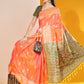 Jyoti Fashion Women's Orange Soft Raw Silk Tow Tone Weaving Traditional Saree with Blouse | Swadesiicart