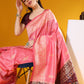 Jyoti Fashion Women's Pink Soft Raw Silk Tow Tone Weaving Traditional Saree with Blouse | Swadesiicart