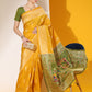 Jyoti Fashion Women's Yellow Soft Raw Silk Tow Tone Weaving Traditional Saree with Blouse | Swadesiicart