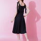 Jyoti Fashion Women's Black Heavy Crepe Crushed Flared Western Dress | Swadesiicart