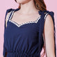 Jyoti Fashion Women's Navy Blue Heavy Crepe Crushed Flared Western Dress | Swadesiicart