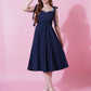 Jyoti Fashion Women's Navy Blue Heavy Crepe Crushed Flared Western Dress | Swadesiicart