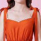 Jyoti Fashion Women's Orange Heavy Crepe Crushed Flared Western Dress | Swadesiicart