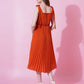Jyoti Fashion Women's Orange Heavy Crepe Crushed Flared Western Dress | Swadesiicart
