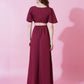 Jyoti Fashion Women's Maroon Crepe Waist Cut Flared Western Dress | Swadesiicart