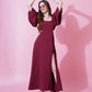 Jyoti Fashion Women's Maroon Crepe Waist Cut Flared Western Dress | Swadesiicart