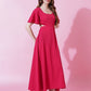 Jyoti Fashion Women's Pink Crepe Waist Cut Flared Western Dress | Swadesiicart