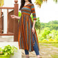 Jyoti Fashion Women's Orange Rayon Geometric Printed Casual Flared kurta | Swadesiicart