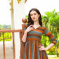 Jyoti Fashion Women's Orange Rayon Geometric Printed Casual Flared kurta | Swadesiicart