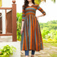 Jyoti Fashion Women's Orange Rayon Geometric Printed Casual Flared kurta | Swadesiicart