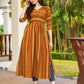 Jyoti Fashion Women's Yellow Rayon Geometric Printed Casual Flared kurta | Swadesiicart